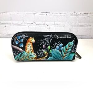 Anuschka Jungle Queen Leopard Zip Around Small Cosmetic Case